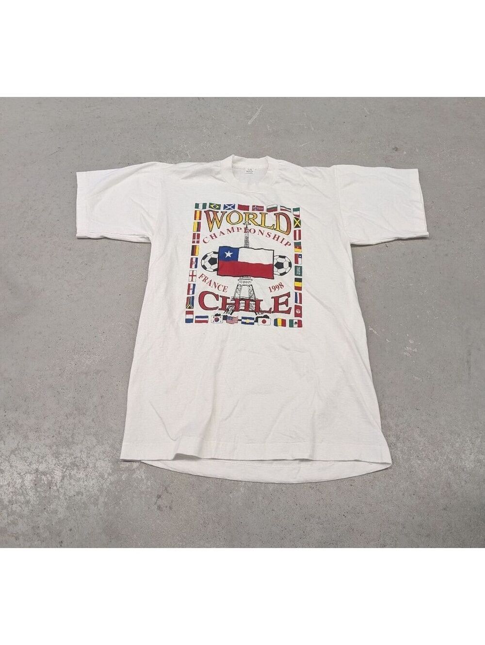 Vintage 1998 World Cup Chile National Team White T-shirt